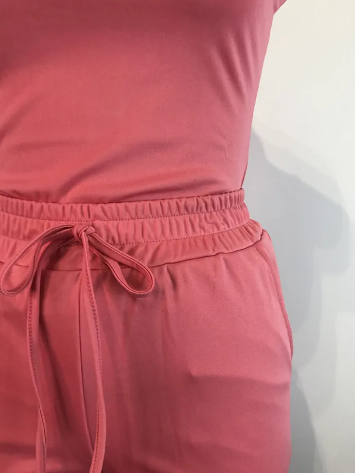 2 Piece Sleeveless Solid Color Tank Top Pants Set