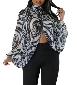 Bat Long Sleeve Chiffon Blouse