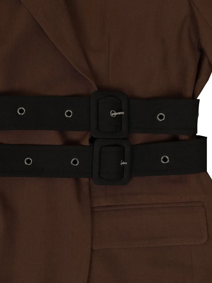 Belted Button Blazer Jacket