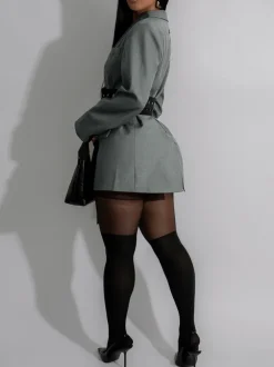 Belted Button Blazer Jacket