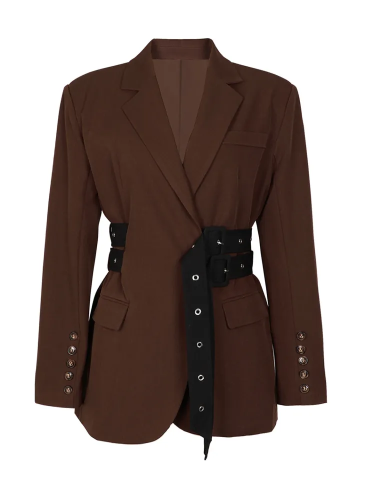 Belted Button Blazer Jacket