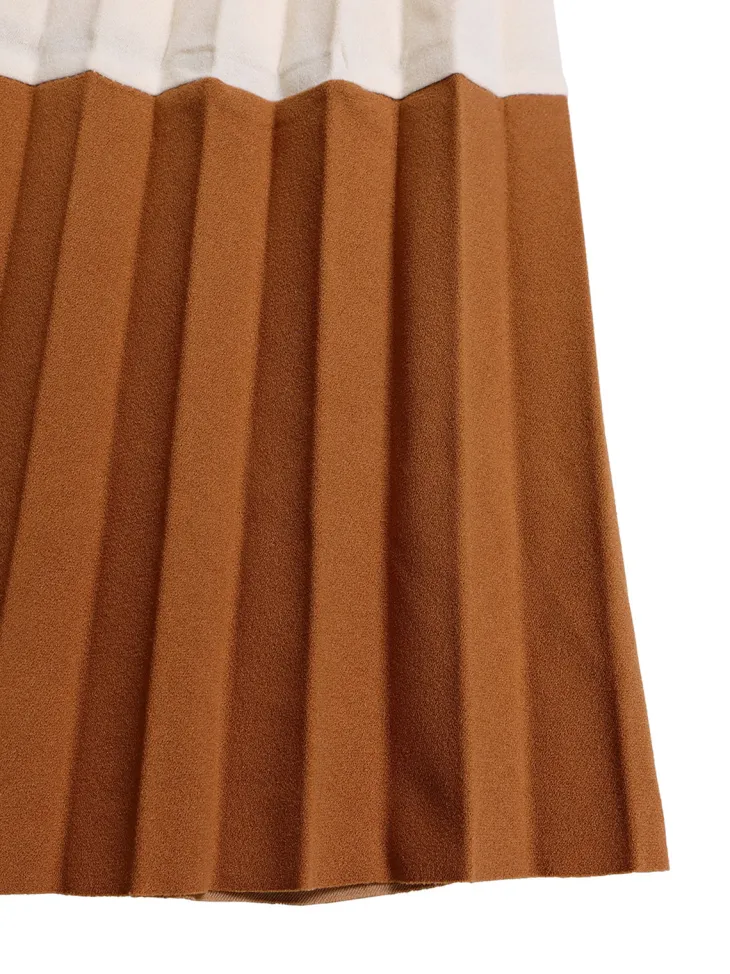 Belted Color-Block Pleated Blazer Midi Dress