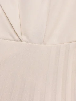 Belted Color-Block Pleated Blazer Midi Dress