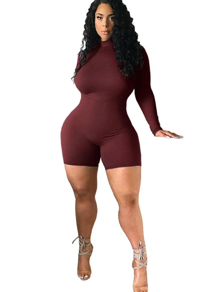 Bodycon Long sleeve Mock Neck Jumpsuit
