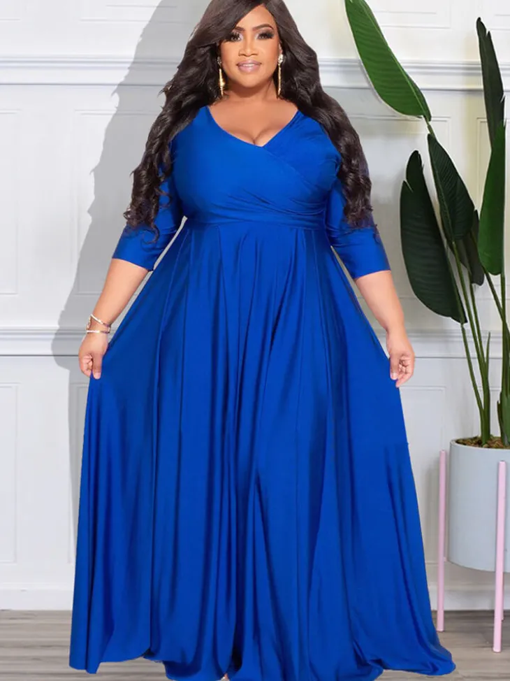 Bracelet Sleeve V Neck Bodycon Maxi Dress
