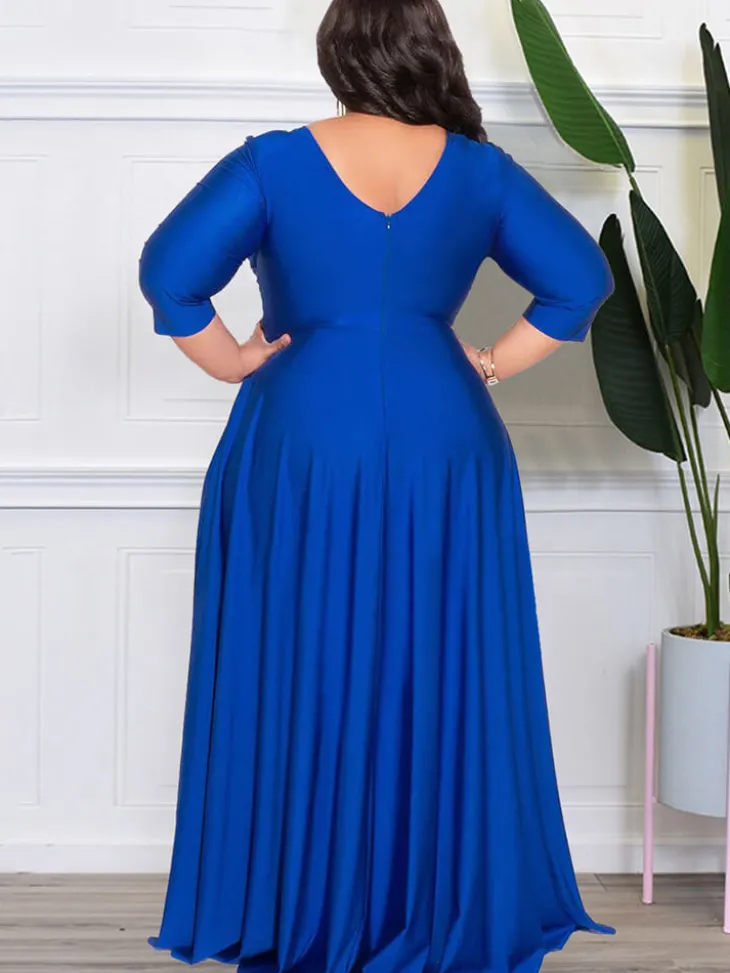 Bracelet Sleeve V Neck Bodycon Maxi Dress
