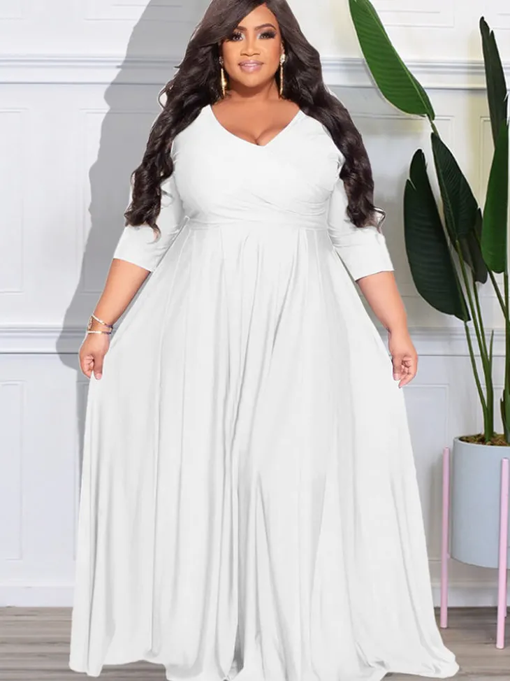 Bracelet Sleeve V Neck Bodycon Maxi Dress