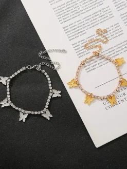 Butterfly Pendant Glitter Anklet