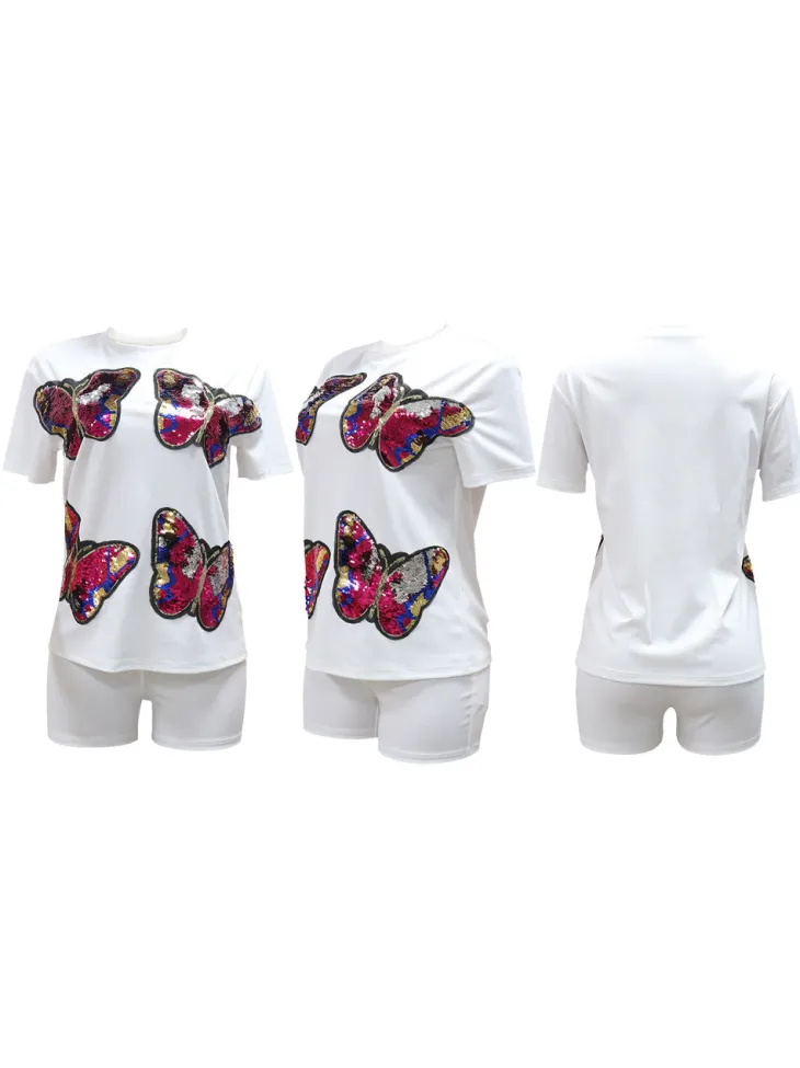 Butterfly Sequin Shorts Set