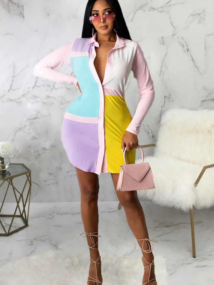 Button Down Shirts Mini Dress