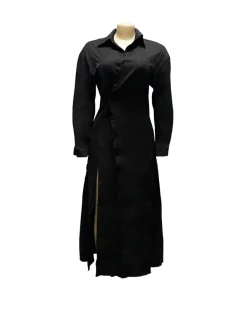Button-Down Slit Maxi Shirt Dress