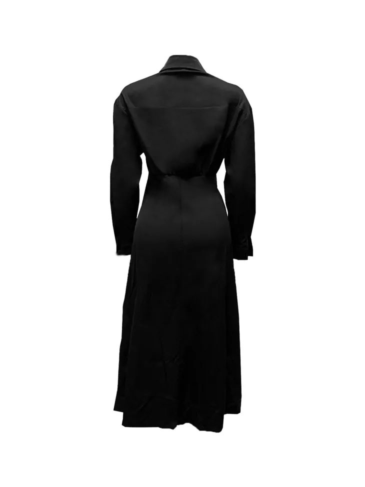Button-Down Slit Maxi Shirt Dress