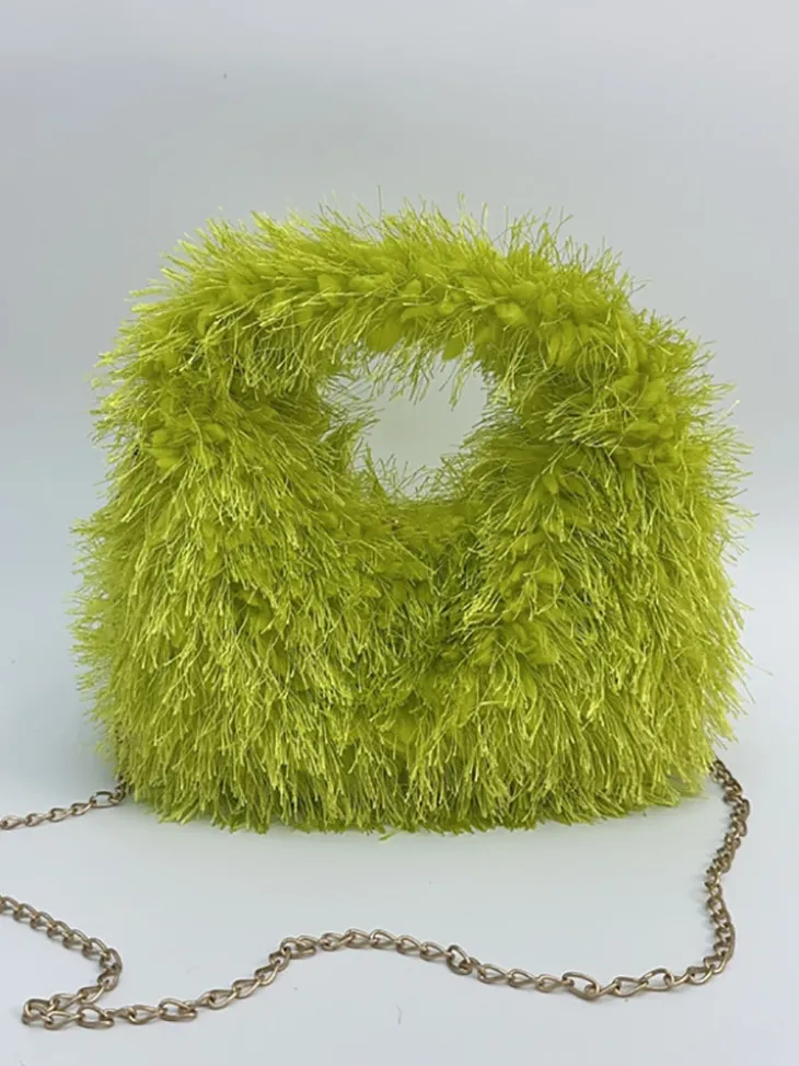 Candy Color Fluffy Fringe Mini Handbag