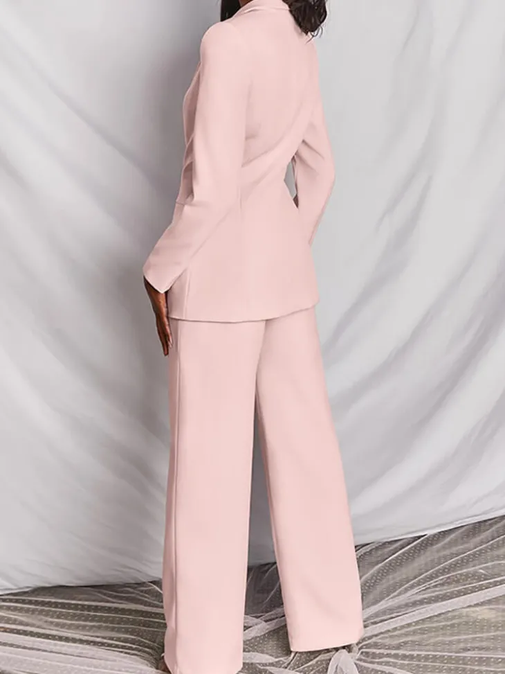 Casual Blazer Long Pants Two Piece Outfits
