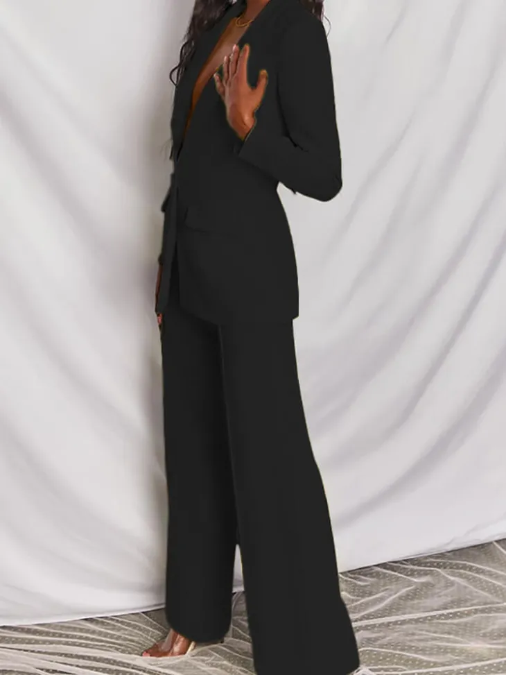 Casual Blazer Long Pants Two Piece Outfits