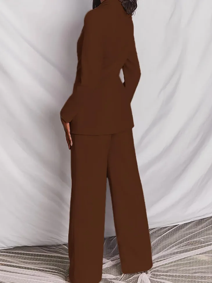 Casual Blazer Long Pants Two Piece Outfits