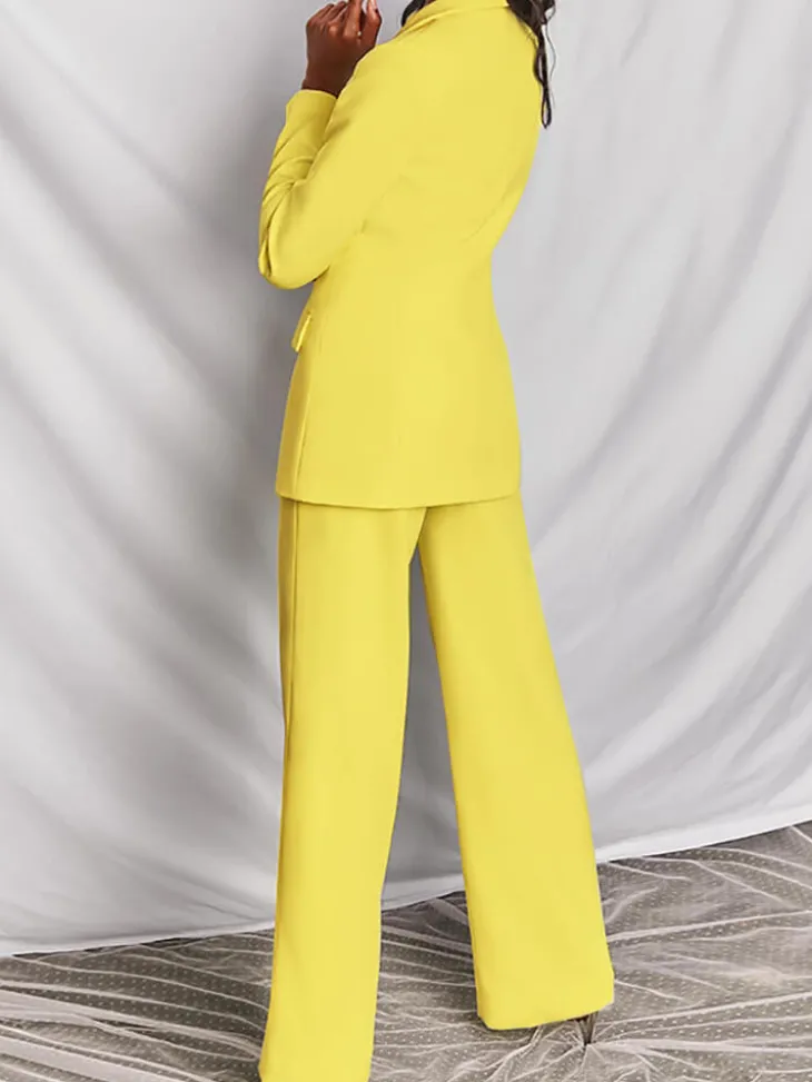 Casual Blazer Long Pants Two Piece Outfits