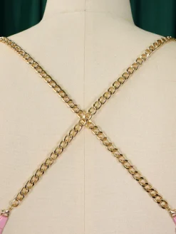 Chain Halter Backless Pleated Jumpsuit