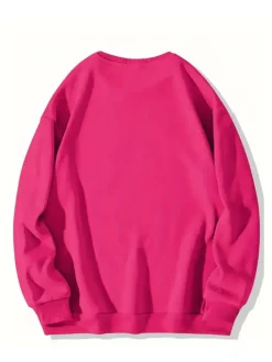 Christmas Santa Print Solid Color Sweatshirt