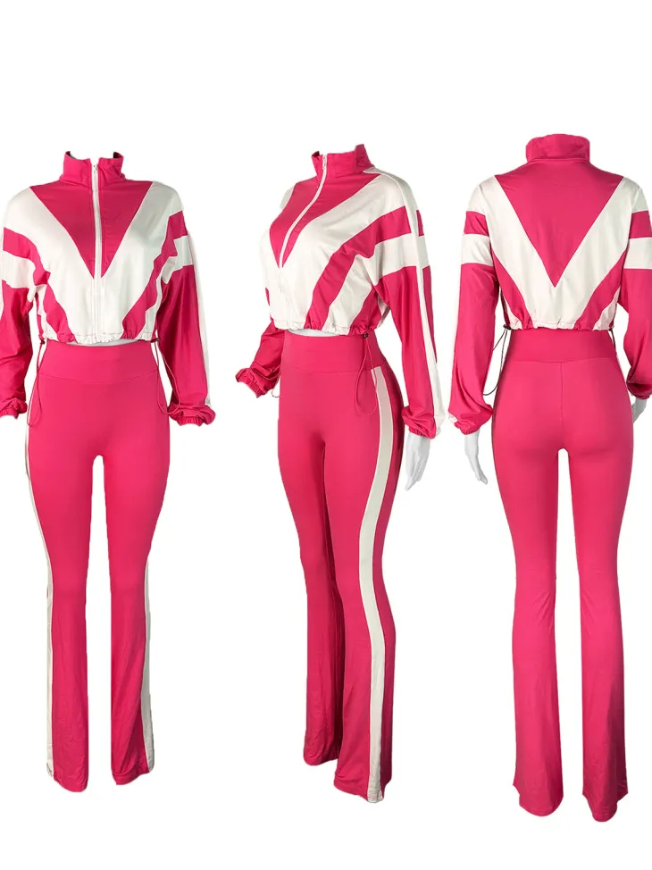 Colorblock Drawstring Waist Tracksuit
