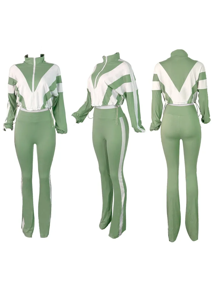 Colorblock Drawstring Waist Tracksuit