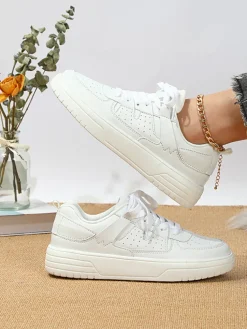 Colorblock Platform Lace-Up Sneakers