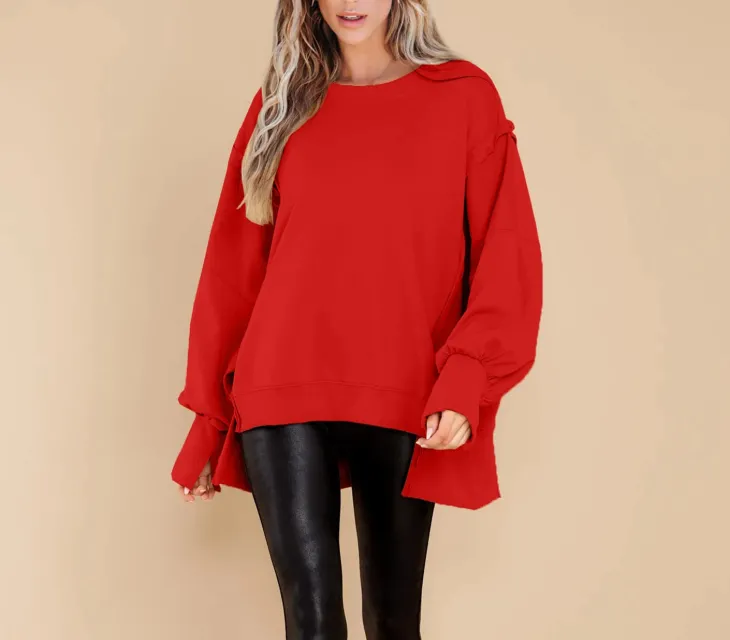 Crew Neck Long Sleeve Pullover Top