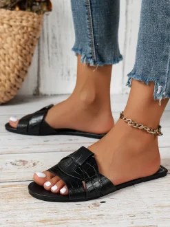 Cross Strap Flat Slides