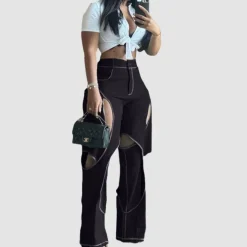 Crossover Design Ripped Jeans