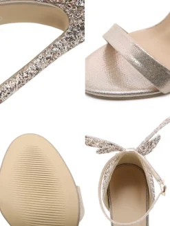 3D Butterfly Bow Ankle Strap Heeled Sandal