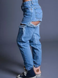 Denim Ripped Cut Out Skinny Jeans