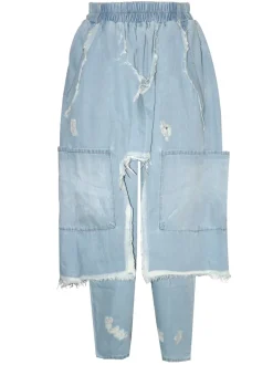 Distressed Denim Harem Pants