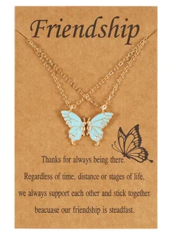Double Layer Butterfly Pendant Chain Necklaces