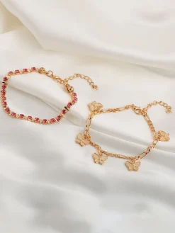Double Layer Butterfly Pendant Tassel Anklets