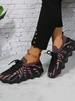 Elastic Lace-up Knit Breathable Sneaker