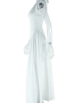 Elegant Halter Neck Solid Color Dress