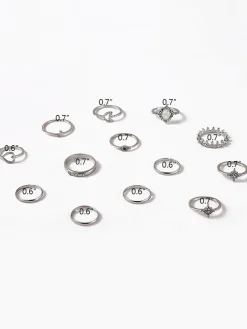 Eleven Piece Pearl Rhinestone Rings Set