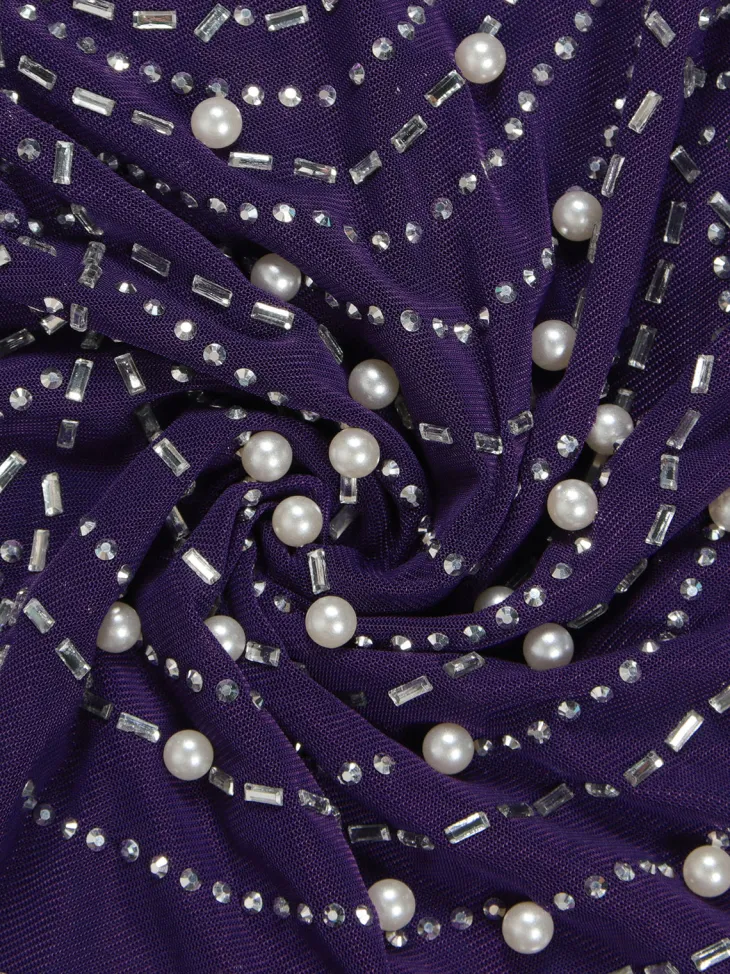 Feather Rhinestone Strapless Mini Dress