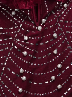 Feather Rhinestone Strapless Mini Dress