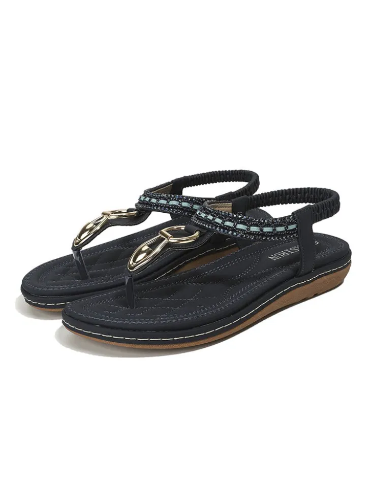 Folk-Custom Rhinestone Flip Flop