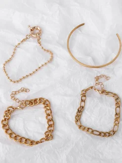 Four Piece Thick Chain Bracelets