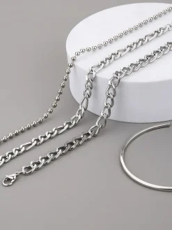 Four Piece Thick Chain Bracelets