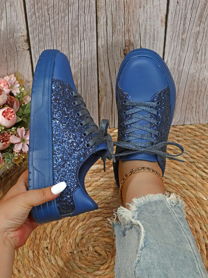 Glitter Lace-Up Sneakers