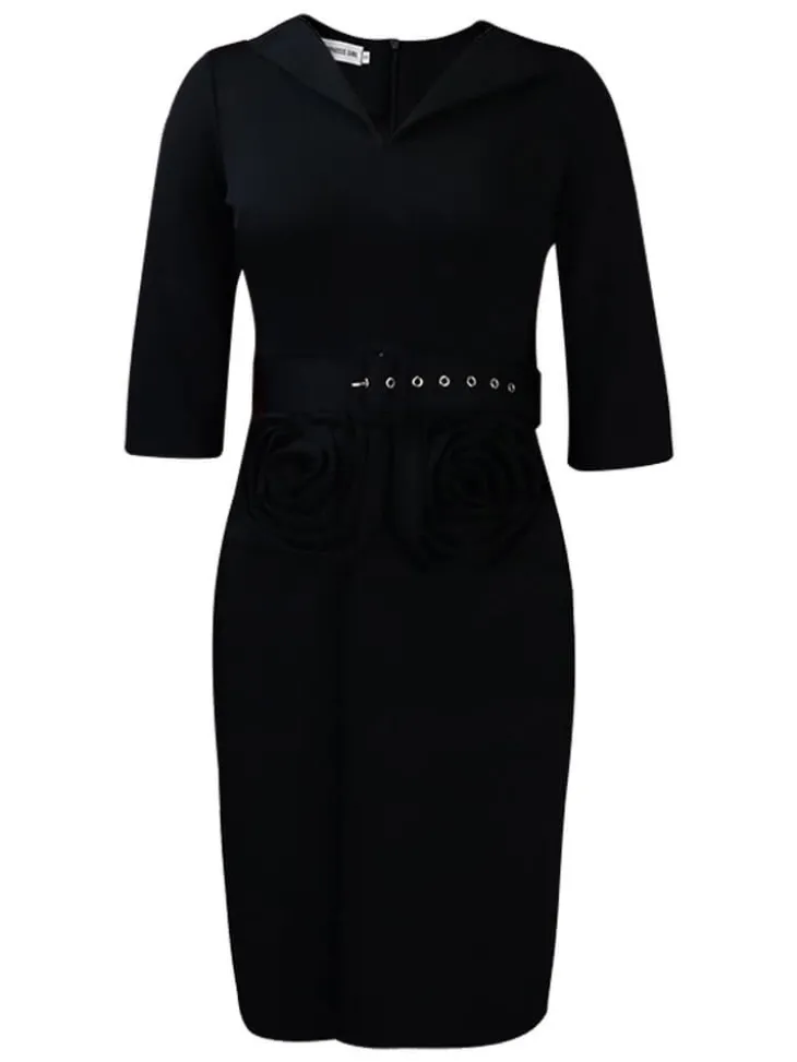 Half Sleeve Solid Color Bodycon Midi Dress