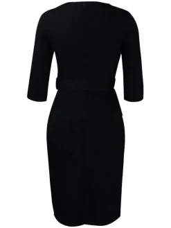 Half Sleeve Solid Color Bodycon Midi Dress