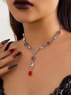 Halloween Gothic Devil Gemstone Necklace