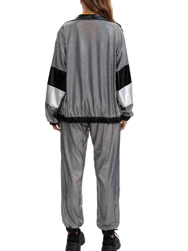 Halloween 80s Disco Glitter Jacket Pants Sets