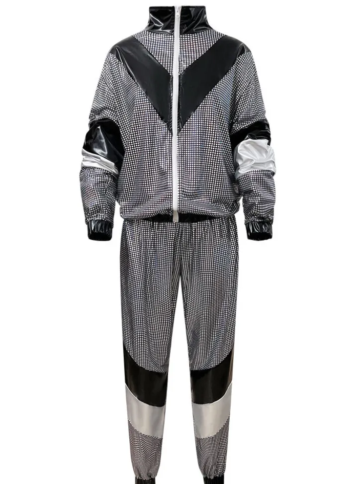Halloween 80s Disco Glitter Jacket Pants Sets