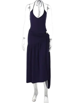 Halter Backless Maxi Skirt Set