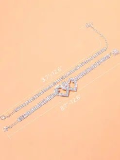 Heart Rhinestone Glitter Anklets